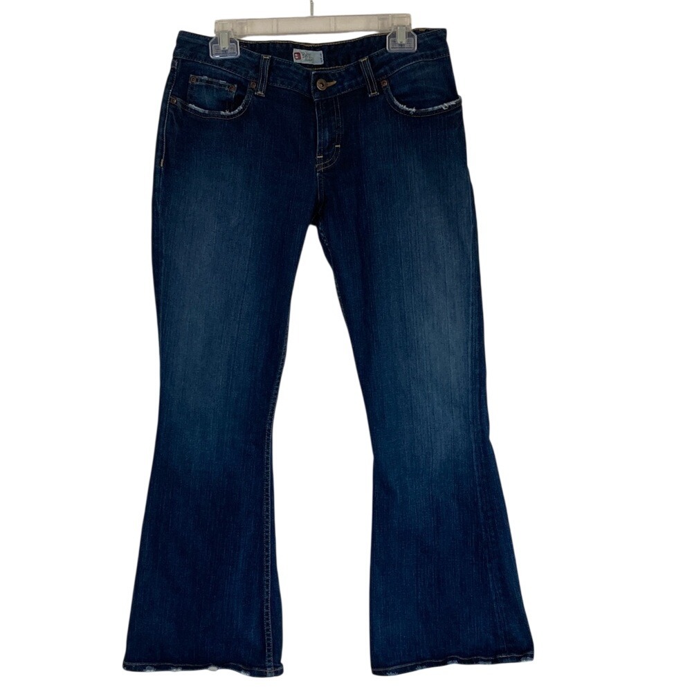 BKE Women's Dark Wash Star Stretch Low‎ Rise Flare Jean Size 32x31 Hippie